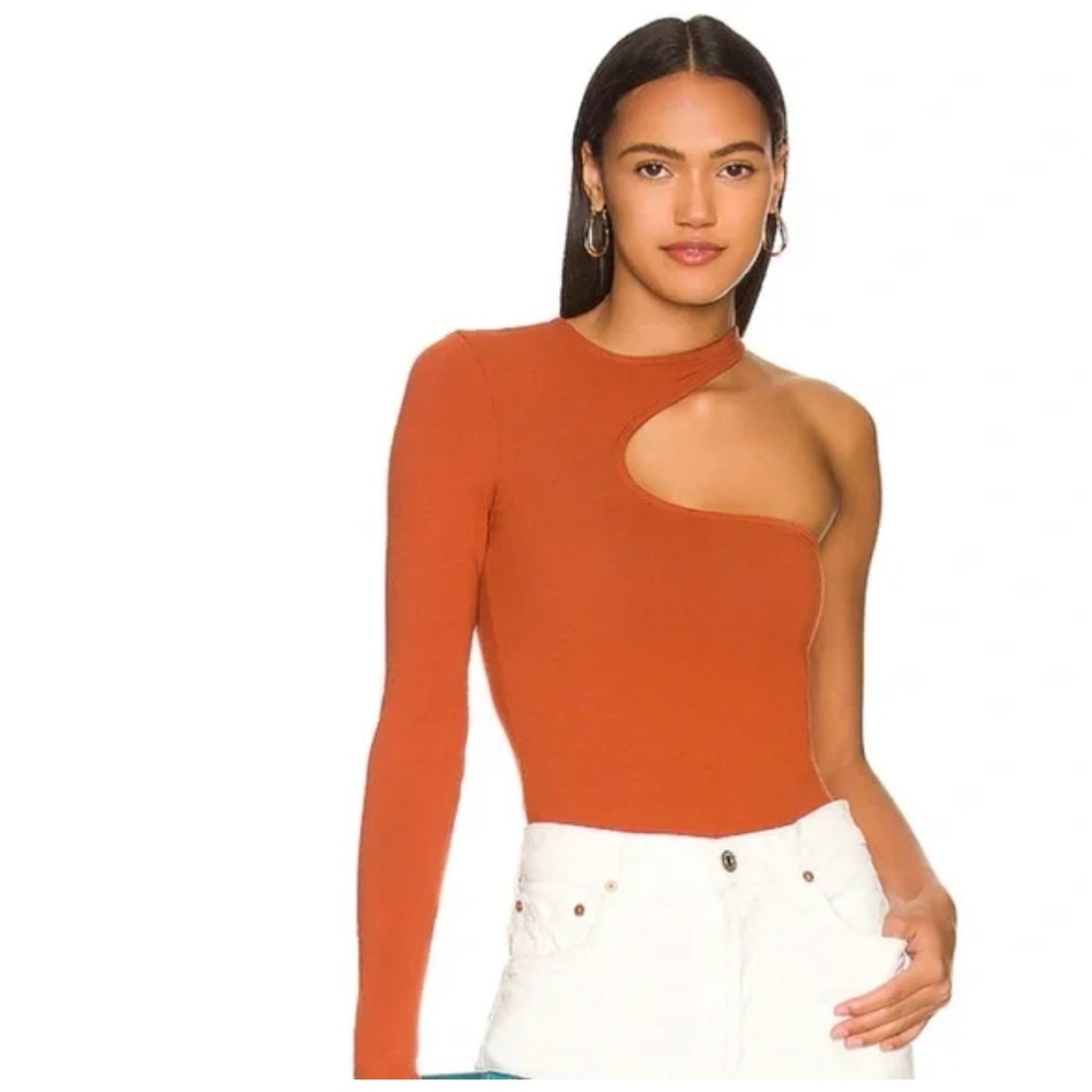 Lovers +Friends | Nova Bodysuit in Rust | Cut Out Open Shoulder Onesie Top | XS